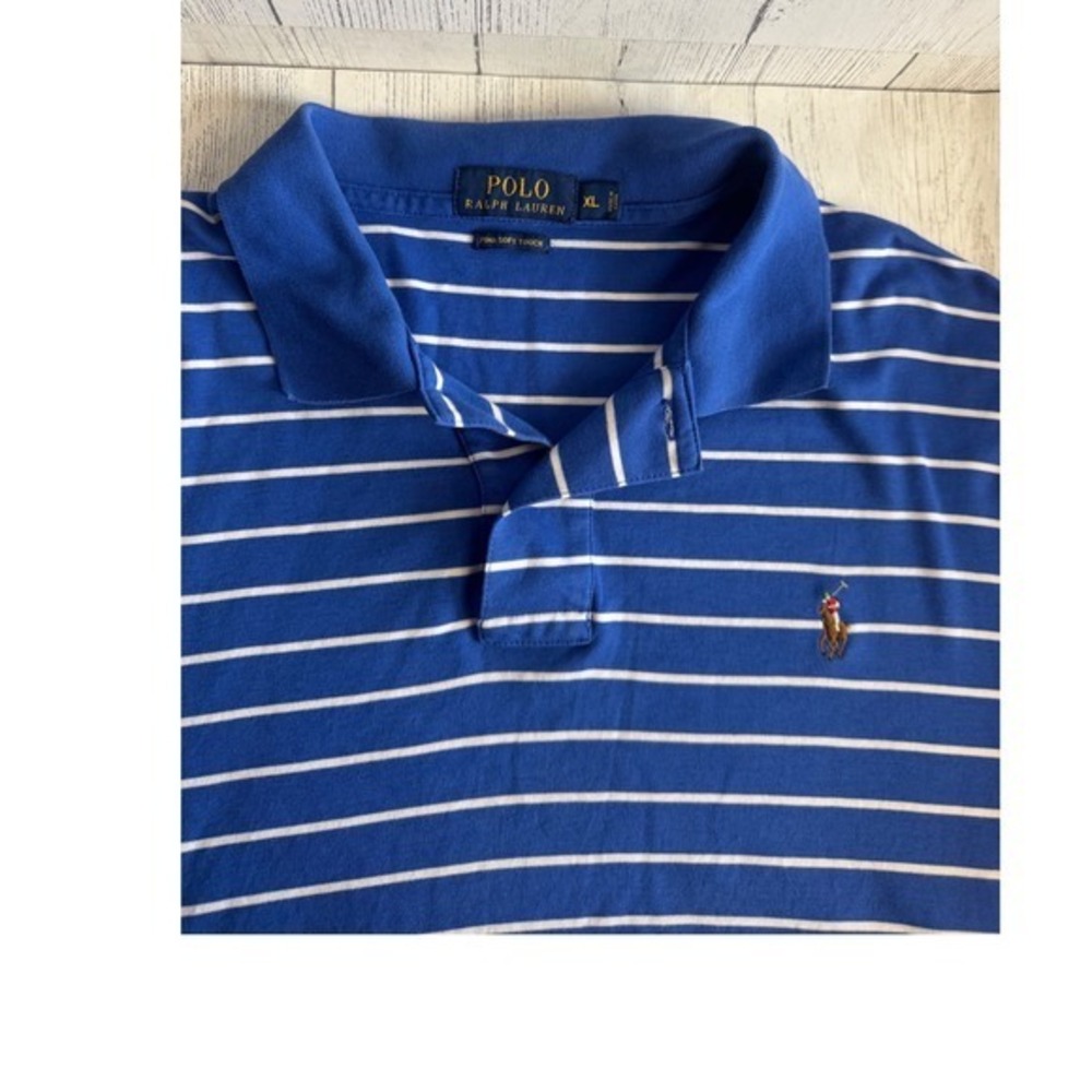 Polo Ralph Lauren Men's Blue White Stripe Polo Shirt Size XL